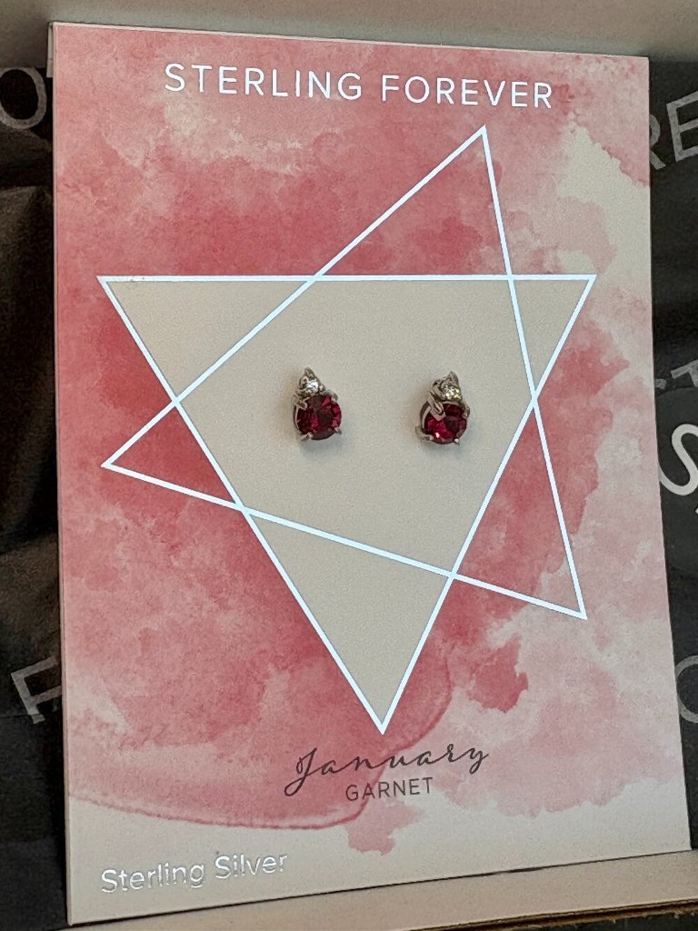 Sterling Forever 2-Stone Garnet CZ Sterling Silver Stud Earrings NIB